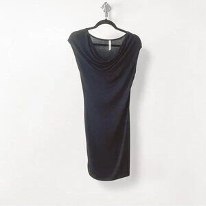 Fluxus Spring Minimalist Chic Casual Cowl Neck‎ Cap Sleeve Dress Black Small